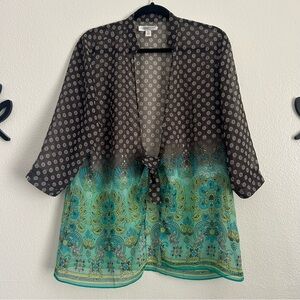 Coldwater Creek Sheer Front Tie Kimono Top